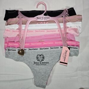 JUICY COUTURE 7 Pack Thong Panties Size XL Cotton Spandex NWT Sexy Valentine